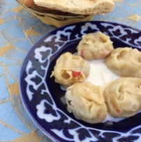 Khiva: Mantees or vegetable filled steamed dumplings. Like momos, but better